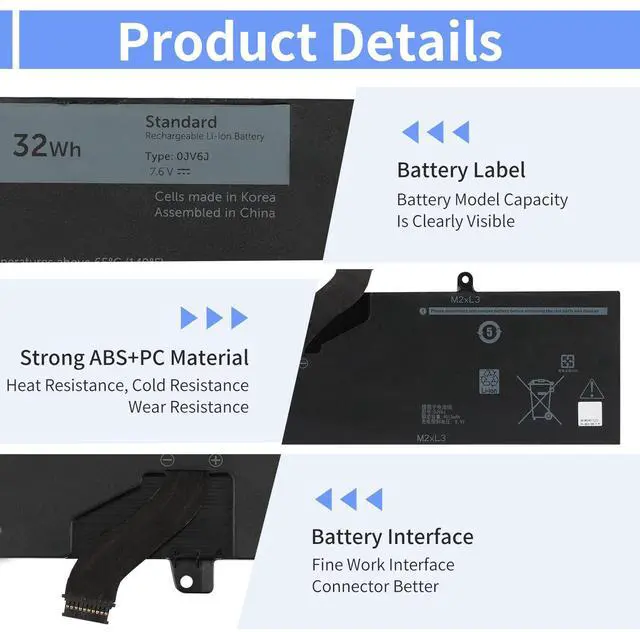 Alt view image 3 of 7 - KingSener 0JV6J Laptop battery For Inspiron 11-3162 11-3164 11-3168 11-3179 11-3162-D1208L 11-3162-D1208R Series 0HH6K9