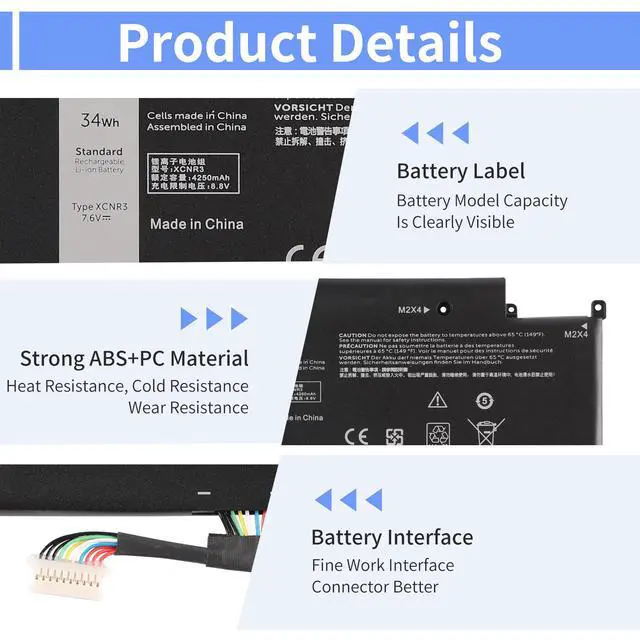 Alt view image 3 of 7 - KingSener XCNR3 Laptop battery For Dell Latitude 13 7370 Ultrabook Series 0XCNR3 WY7CG 7.6V 34Wh