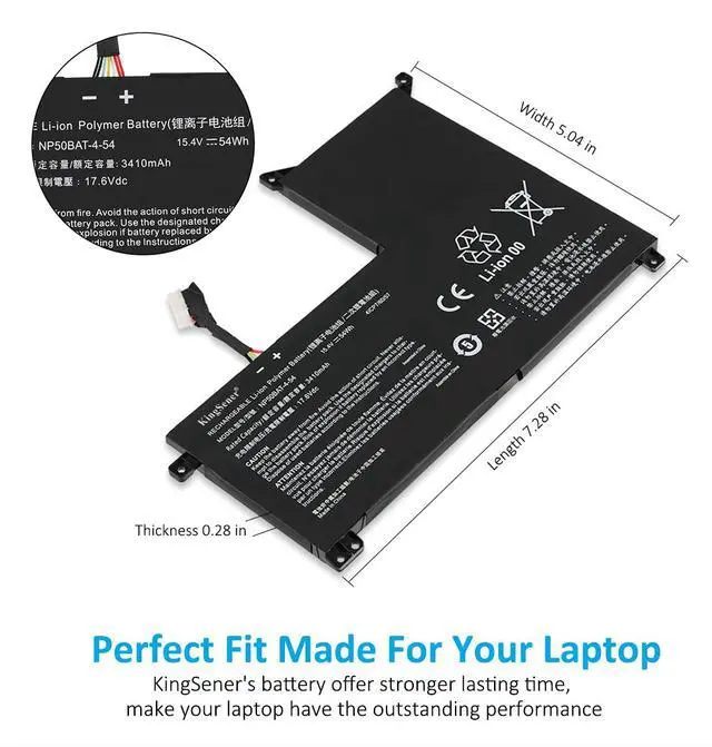 Alt view image 5 of 7 - KingSener NP50BAT-4-54 Laptop Battery For CLEVO NP70 X17 AT22 S and COLORFUL X15 AT22 Series
