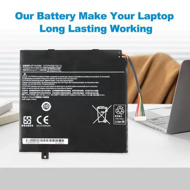 Alt view image 4 of 6 - KingSener AP14A8M Laptop Battery For Acer Iconia Tab 10 Replacement A3-A20 A3-A20FHD SW5-011 SW5-012 AP14A8M AP14A4M 5910mAh