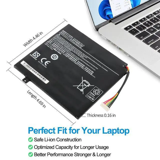 Alt view image 5 of 6 - KingSener AP14A8M Laptop Battery For Acer Iconia Tab 10 Replacement A3-A20 A3-A20FHD SW5-011 SW5-012 AP14A8M AP14A4M 5910mAh