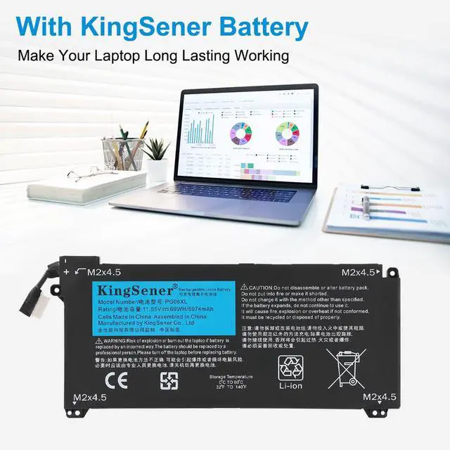 Alt view image 4 of 6 - KingSener PG06XL Replacement Battery for HP Omen 5 Air 15-dh0006TX HSTNN-DB9F L48431-2C1