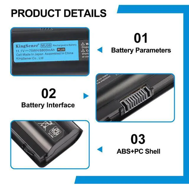 Alt view image 6 of 7 - KingSener MU06 Laptop Battery For HP Pavilion DM4 Envy 15-1100 Envy 17-1000 Envy 17-1200 Series 5600mAh