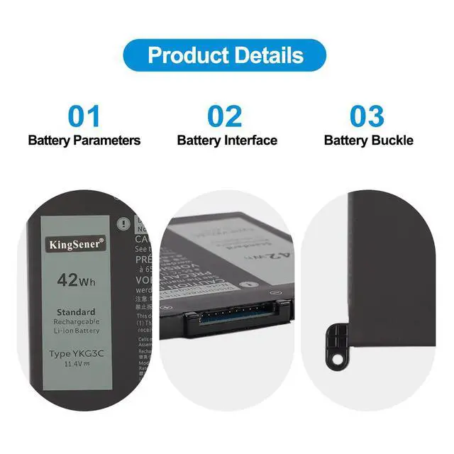 Alt view image 6 of 7 - KingSener YKG3C Laptop battery For DELL Chromebook 3110 2-in-1/3110 0RF9H3 RF9H3