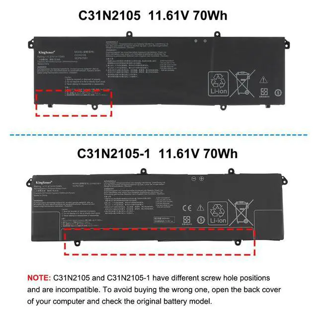 Alt view image 2 of 7 - KingSener C31N2105-1 Battery For ASUS Vivobook Pro 15 OLED K6502 Vivobook Pro 14X OLED N7401 K3605