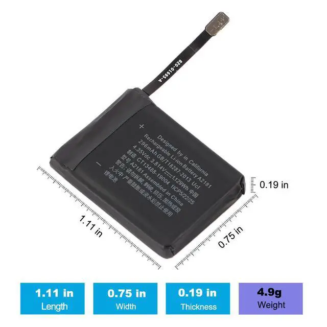 Alt view image 3 of 7 - KingSener A2181 Replacement Battery For Apple Watch SE 44mm A2352 A2354