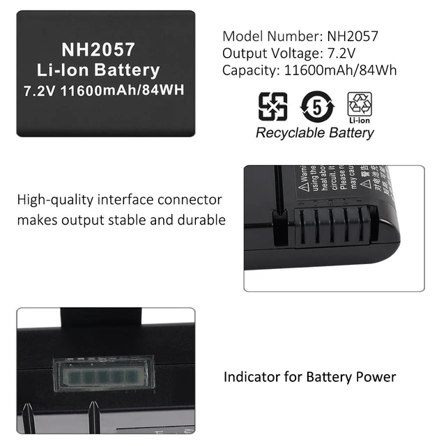Alt view image 6 of 7 - KingSener NH2057 Industrial Tester Battery For INSPIRED ENERGY GR101351 NH2057ZD29 NH2057GE29 NH2057HD34 13.6Ah/98WH