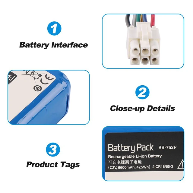 Alt view image 4 of 7 - KingSener SB-752P Battery for Nihon Kohden SVM-7521 SVM-7523 Patient Monitor 6600mAh 47.5Wh 7.4V