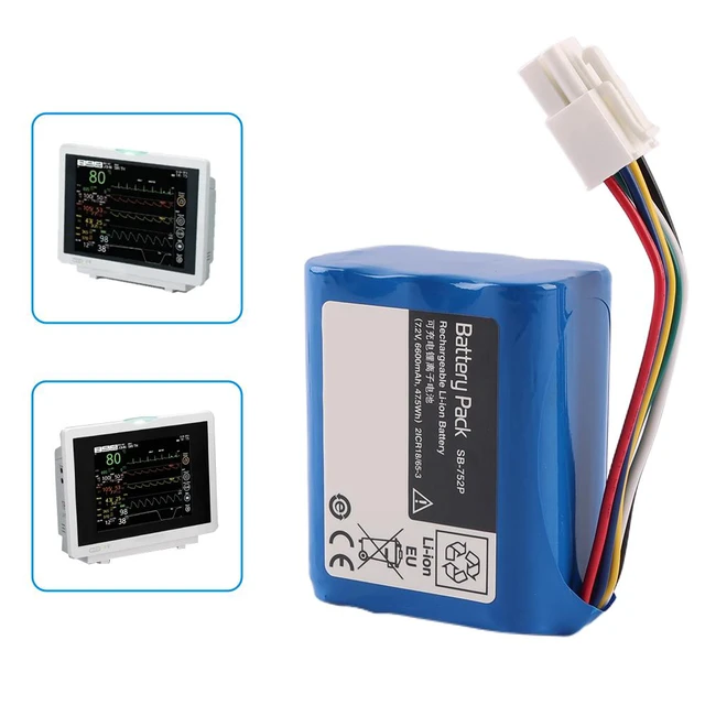 Alt view image 5 of 7 - KingSener SB-752P Battery for Nihon Kohden SVM-7521 SVM-7523 Patient Monitor 6600mAh 47.5Wh 7.4V