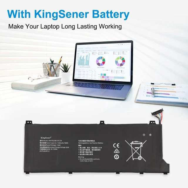 Alt view image 4 of 7 - KingSener HB4792Z9ECW-22A Battery For Honor MagicBook 15 2021 BMH-WFQ9HN BMH-WDX9