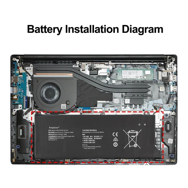 Alt view image 7 of 7 - KingSener HB4792Z9ECW-22A Battery For Honor MagicBook 15 2021 BMH-WFQ9HN BMH-WDX9