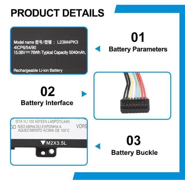 Alt view image 6 of 7 - KingSener L23M4PK3 Laptop Battery For Lenovo Xiaoxin 16 IRL8 2024 Series L23C4PK3