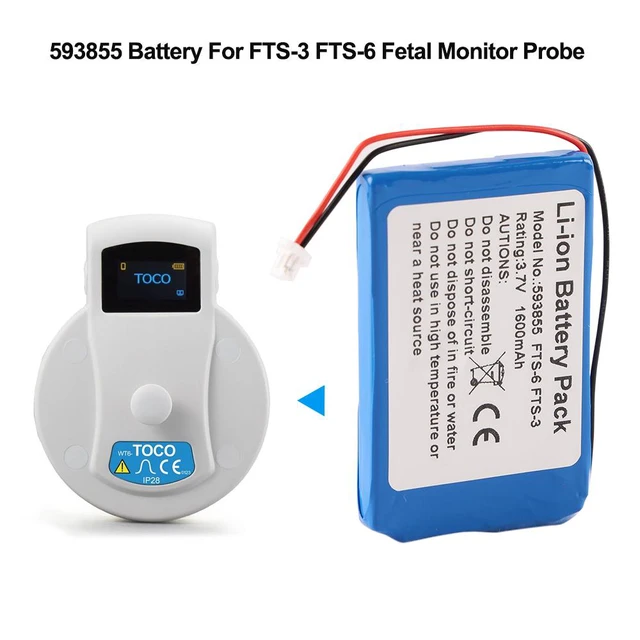 Alt view image 5 of 7 - KingSener 593855 Replacement Battery For Edan FTS-3 Wireless Fetal Monitor Probe