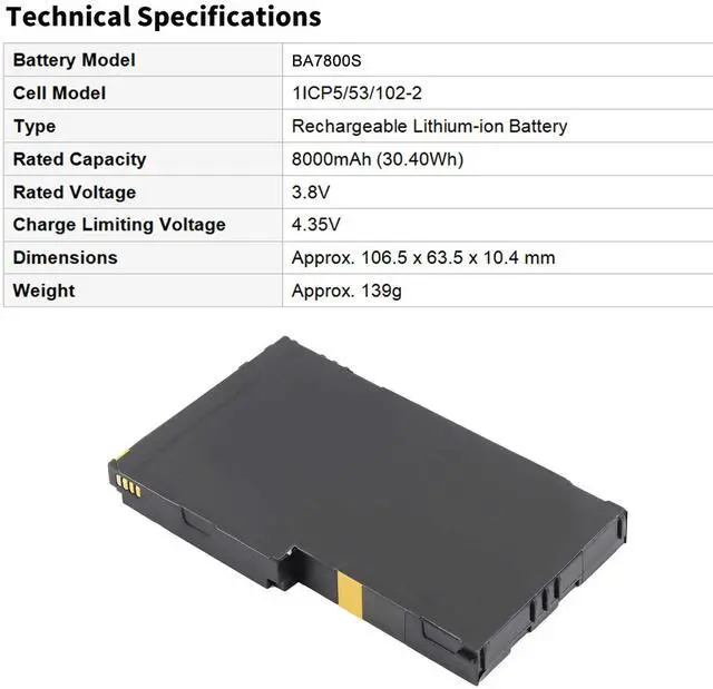 Alt view image 7 of 7 - KingSener BA7800S Replacement Battery For Stonex UT10 Unistrong RS60 GISBEE A8 Handheld 8000mAh