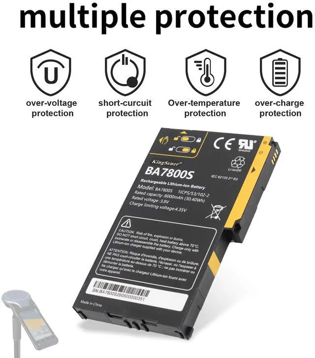 Alt view image 4 of 7 - KingSener BA7800S Replacement Battery For Stonex UT10 Unistrong RS60 GISBEE A8 Handheld 8000mAh