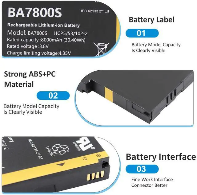 Alt view image 5 of 7 - KingSener BA7800S Replacement Battery For Stonex UT10 Unistrong RS60 GISBEE A8 Handheld 8000mAh