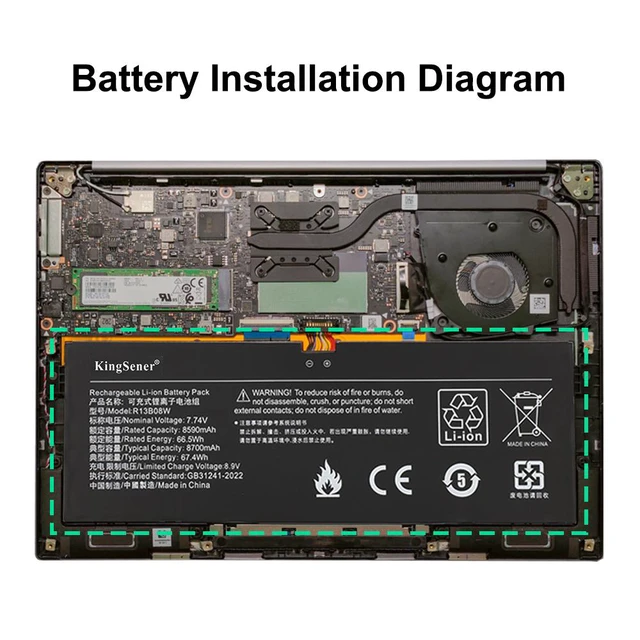 Alt view image 7 of 7 - KingSener R13B08W Laptop battery For Xiaomi RedmiBook Air 13.3 inch 2020 XMA2005-AJ XMA2005-AB