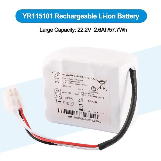 Alt view image 2 of 7 - KingSener YR115101 Battery for Air Liquide Monnal T60 Respirator Ventilator 57.7Wh 22.2V