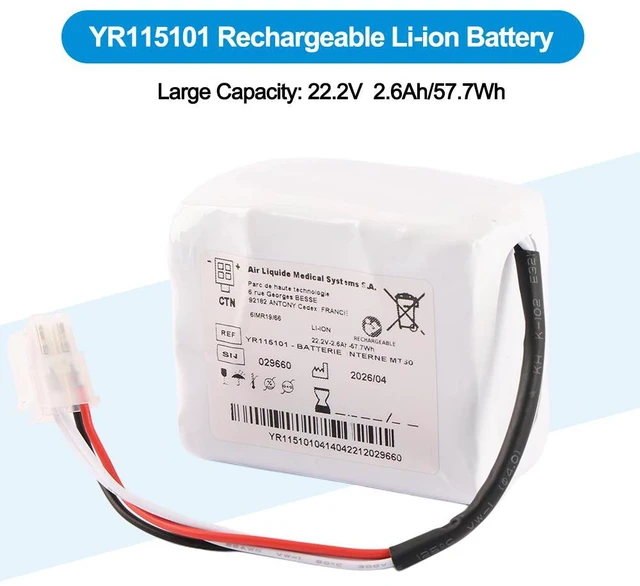 Alt view image 2 of 7 - KingSener YR115101 Battery for Air Liquide Monnal T60 Respirator Ventilator 57.7Wh 22.2V