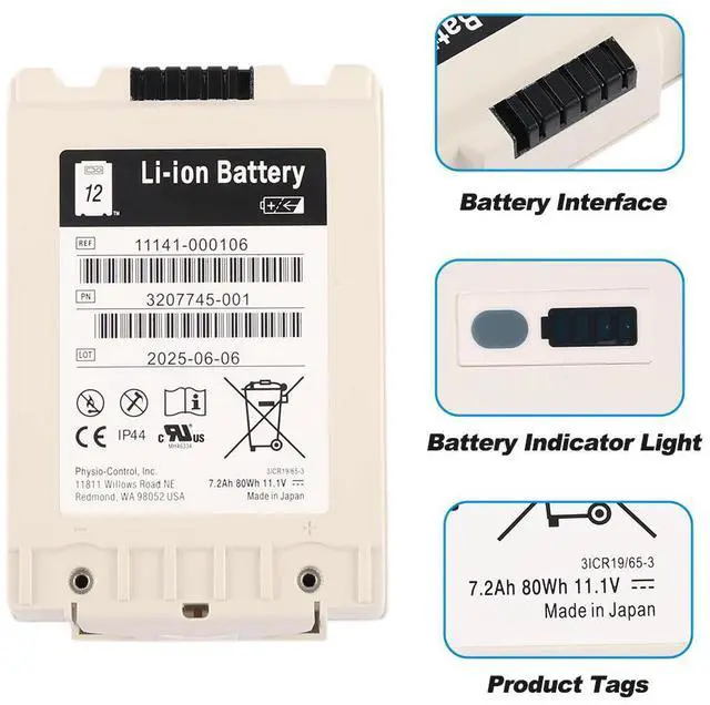 Alt view image 4 of 7 - KingSener 11141-000106 Battery For Physio-Control LIFEPAK 12 EMS Defibrillator Monitor