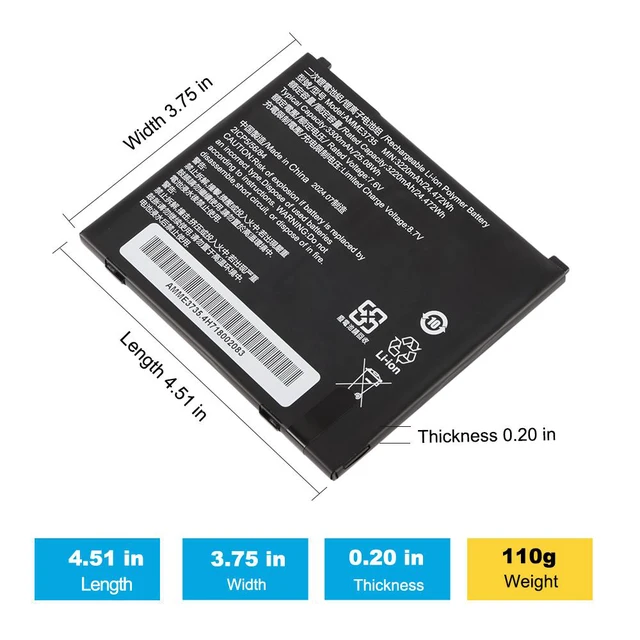 Alt view image 2 of 6 - KingSener Zebra ET56 Tablet Replacement Battery AMME3735 - 3300mAh 7.6V 25.08Wh Li-ion