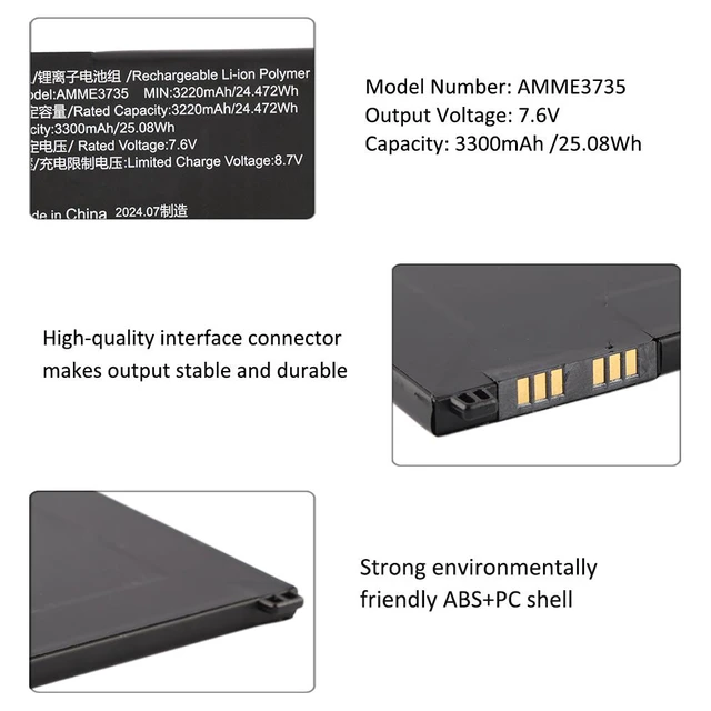 Alt view image 3 of 6 - KingSener Zebra ET56 Tablet Replacement Battery AMME3735 - 3300mAh 7.6V 25.08Wh Li-ion