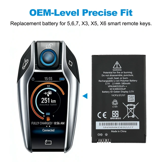 Alt view image 2 of 7 - KingSener MKD35UP 9442976-01 Battery For BMW 5310le 730 740 745 760li LCD Remote Key