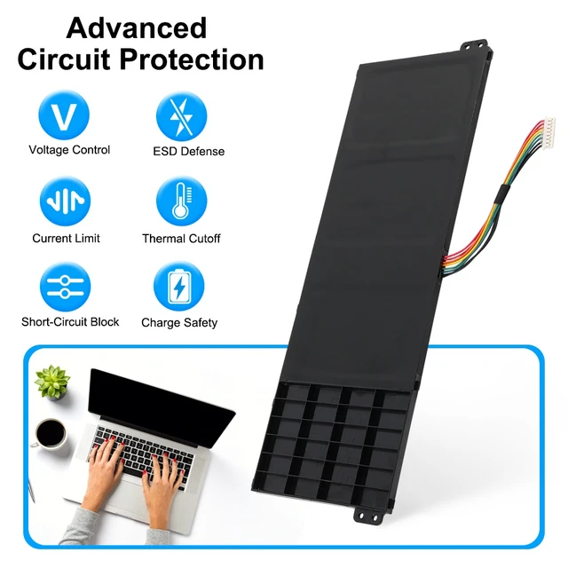 Alt view image 3 of 6 - KingSener AC14B18J AC14B13J Battery for Acer Swift 3 SF314-51 and SF314-52 11.4V 36Wh