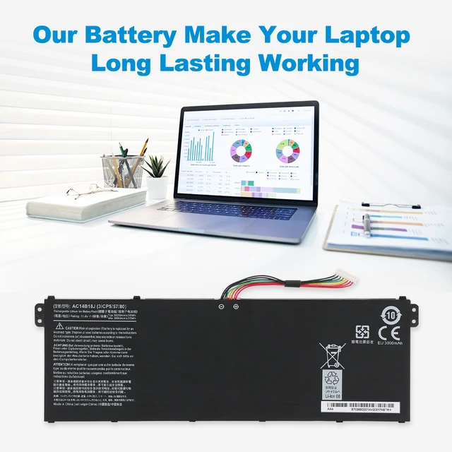 Alt view image 4 of 6 - KingSener AC14B18J AC14B13J Battery for Acer Swift 3 SF314-51 and SF314-52 11.4V 36Wh