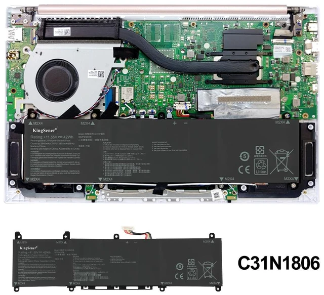 Alt view image 7 of 7 - KingSener C31N1806 Laptop Battery For Asus VivoBook S330F S330UA X330FA X330FL X330UA K330FA R330UN 42Wh/3640mAh