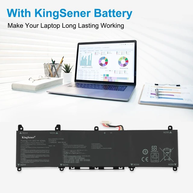 Alt view image 4 of 7 - KingSener C31N1806 Laptop Battery For Asus VivoBook S330F S330UA X330FA X330FL X330UA K330FA R330UN 42Wh/3640mAh