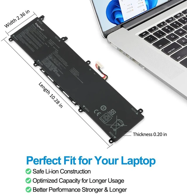 Alt view image 5 of 7 - KingSener C31N1806 Laptop Battery For Asus VivoBook S330F S330UA X330FA X330FL X330UA K330FA R330UN 42Wh/3640mAh