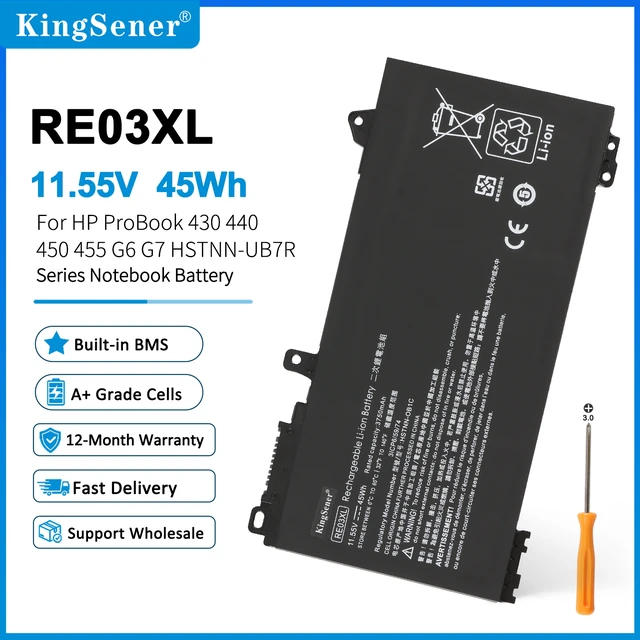 Alt view image 3 of 6 - Kingsener RE03XL Laptop battery For Hp ProBook 430 440 445 450 455 G6 zhan 66 Pro 13 14 G2 Series HSTNN-DB9A HSTNN-OB1C HSTNN-UB7R