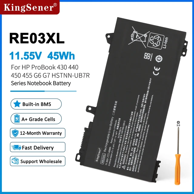 Alt view image 2 of 6 - Kingsener RE03XL Laptop battery For Hp ProBook 430 440 445 450 455 G6 zhan 66 Pro 13 14 G2 Series HSTNN-DB9A HSTNN-OB1C HSTNN-UB7R