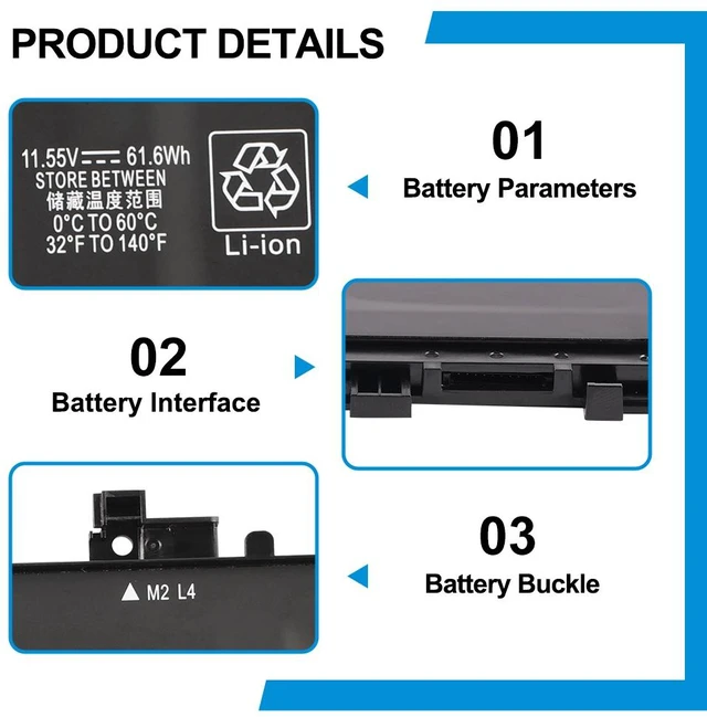 Alt view image 6 of 7 - KingSener TE03XL Laptop Battery Notebook Batteries For HP OMEN 15-bc011TX 15-bc012TX 15-bc013TX 15-AX015TX AX017TX TPN-Q173 HSTNN-UB7A 849910-850