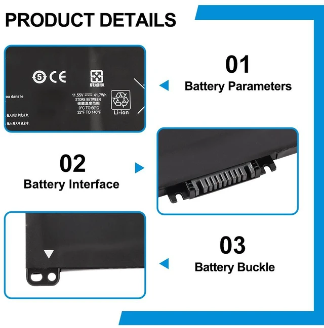 Alt view image 6 of 7 - KingSener HP Pavilion x360 Convertible 14 14m Series Battery BK03XL 11.55V 41.7Wh