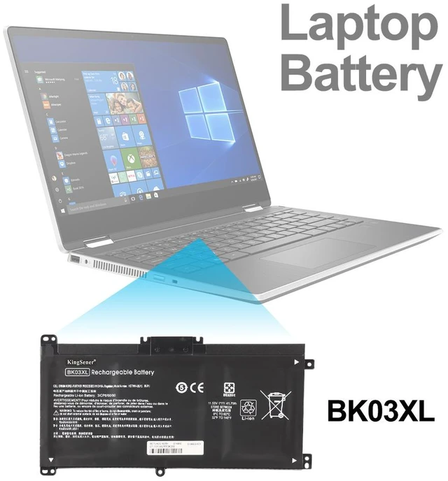 Alt view image 7 of 7 - KingSener HP Pavilion x360 Convertible 14 14m Series Battery BK03XL 11.55V 41.7Wh