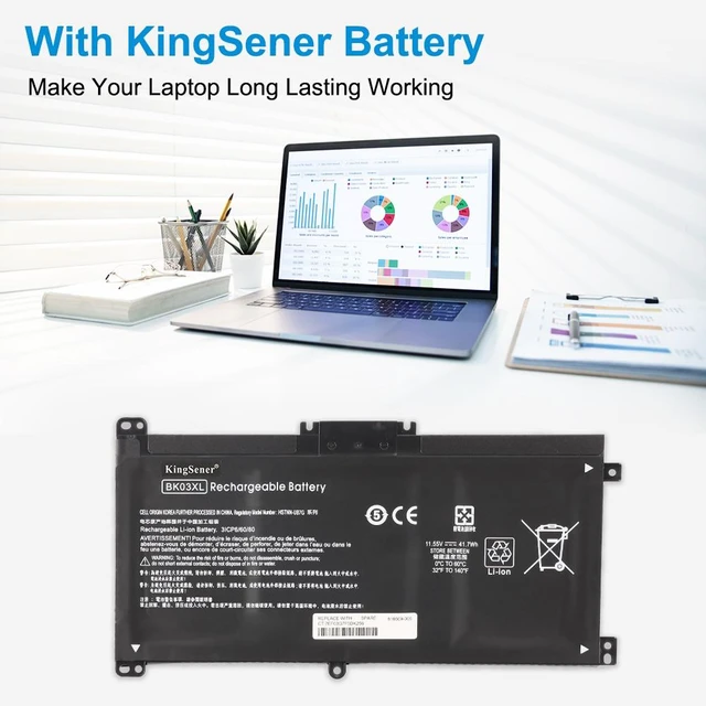 Alt view image 4 of 7 - KingSener HP Pavilion x360 Convertible 14 14m Series Battery BK03XL 11.55V 41.7Wh