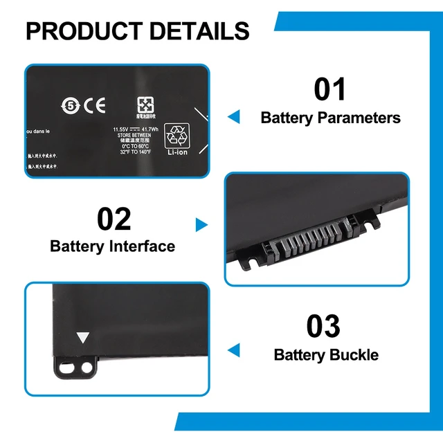 Alt view image 6 of 7 - KingSener HP Pavilion x360 Convertible 14 14m Series Battery BK03XL 11.55V 41.7Wh