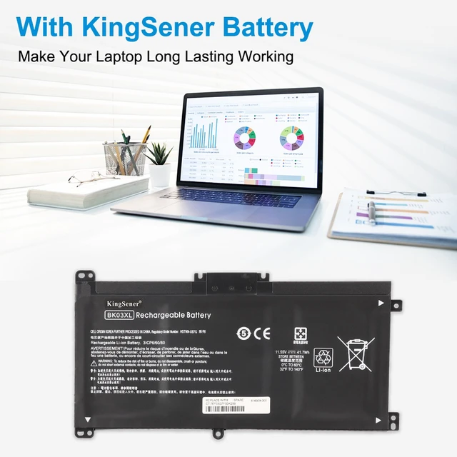 Alt view image 4 of 7 - KingSener HP Pavilion x360 Convertible 14 14m Series Battery BK03XL 11.55V 41.7Wh