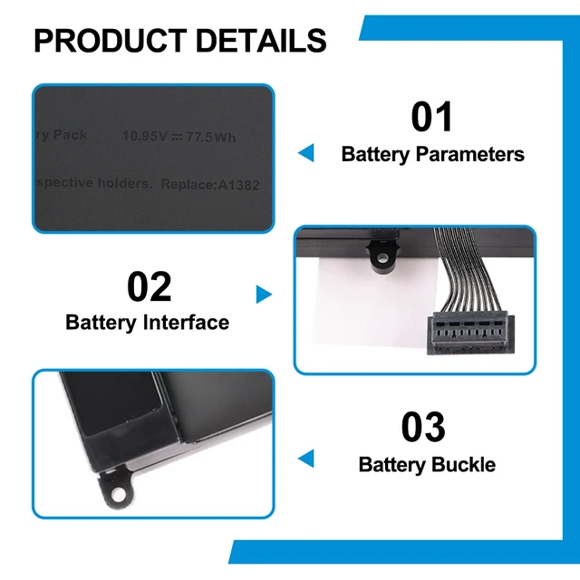 Alt view image 6 of 7 - KingSener A1382 Battery for MacBook Pro 15 A1286 (Early 2011Mid 2012) 10.95V 77.5Wh 7200mAh