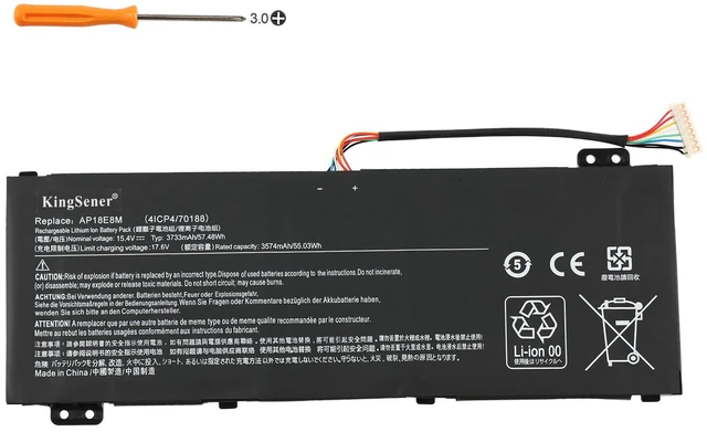 Main image of KingSener AP18E8M AP18E7M Laptop Battery for Acer Nitro 5 Aspire 7 Predator Helios 300 15.4V