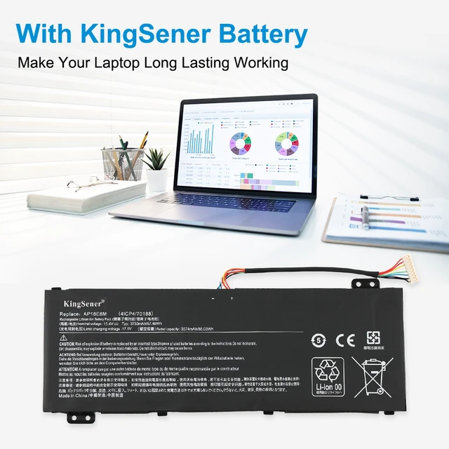 Alt view image 4 of 7 - KingSener AP18E8M AP18E7M Laptop Battery for Acer Nitro 5 Aspire 7 Predator Helios 300 15.4V