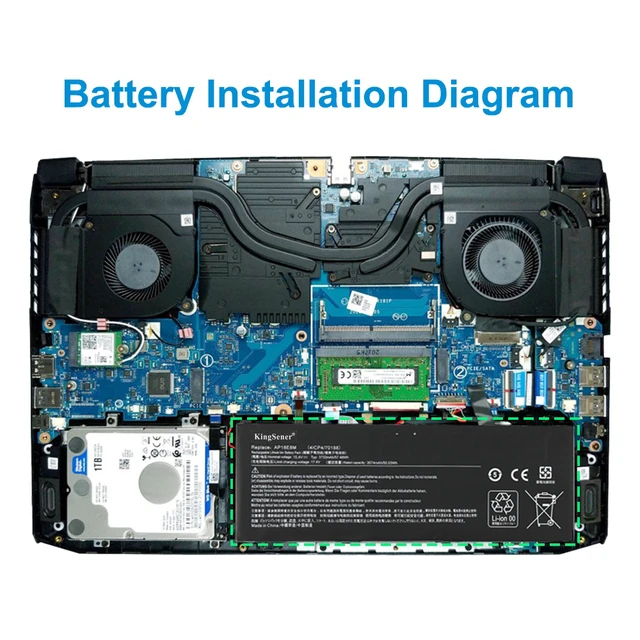 Alt view image 7 of 7 - KingSener AP18E8M AP18E7M Laptop Battery for Acer Nitro 5 Aspire 7 Predator Helios 300 15.4V