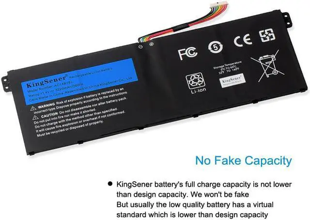 Alt view image 2 of 6 - KingSener AC14B18J AC14B13J Laptop Battery for Acer Aspire ES1-511 ES1-512 V3-111P CB3-531 311 TravelMate B115 B116 MS2394
