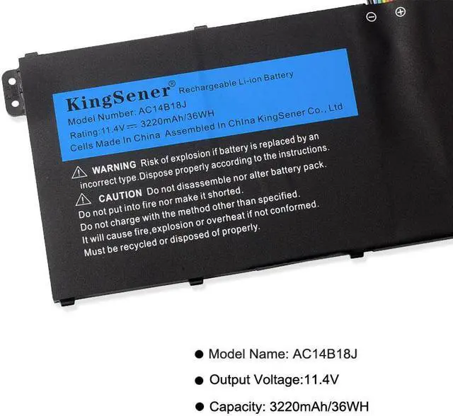 Alt view image 6 of 6 - KingSener AC14B18J AC14B13J Laptop Battery for Acer Aspire ES1-511 ES1-512 V3-111P CB3-531 311 TravelMate B115 B116 MS2394