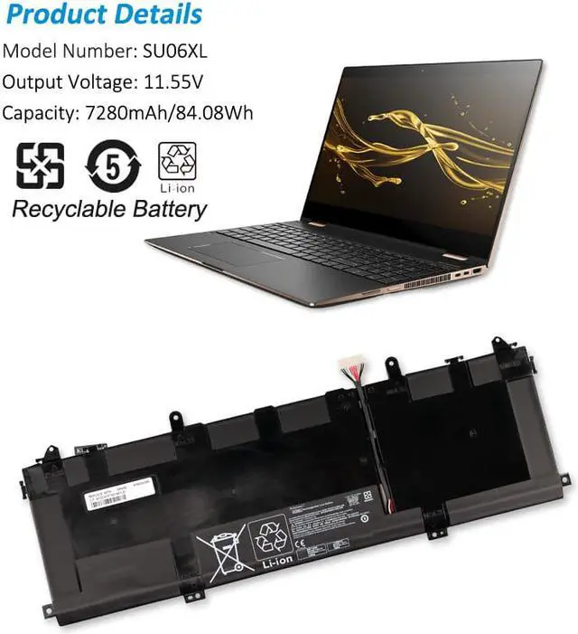 Alt view image 3 of 6 - KingSener SU06XL Laptop Battery For HP Spectre X360 15-DF000 DF0000NR DF1040NR DF0013DX DF0033DX DF0008CA DF1020CA DF0000TX DF1002TX Series HSTNN-DB8W L29048-271 L29184-005 SU06084XL