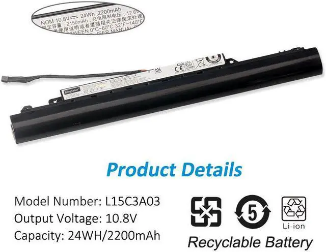 Alt view image 3 of 5 - Kingsener L15L3A03 Laptop Battery Replacement for Lenovo IdeaPad 110-14AST 110-14IBR 110-15ACL 110-15AST 110-15IBR 110 Touch-15ACL Series L15S3A02 L15C3A03