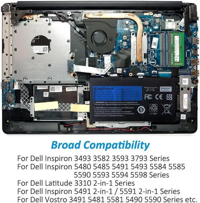 Alt view image 7 of 7 - Kingsener YRDD6 Laptop Battery for Dell Inspiron 5482 5480 5481 5485 5491 5591 5593 3583 3310 2-in-1 3493 3582 3593 3793 5584 5493 5585 5594 5598 Vostro 3491 5481 5581 5490 5590 0YRDD6 VM732 1VX1H