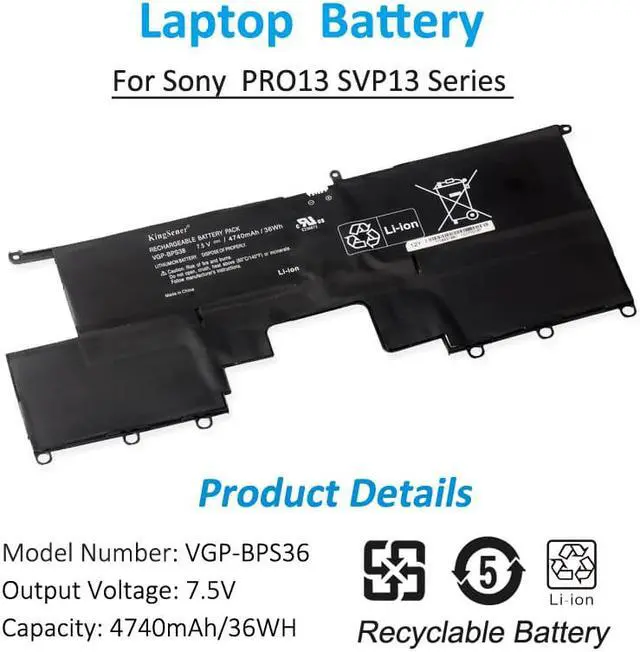 Alt view image 2 of 4 - Kingsener VGP-BPS38 Laptop Battery for SONY VAIO Pro 13 SVP1321BPXB SVP13216PG SVP132A1CM SVP11217SCS
